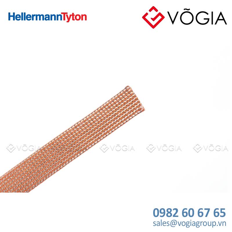 Protection braided sleeving ∅ 20 mm, 50 m, silver/orange - HEGEMIP-HY20-PET/SNCU-OG/SR