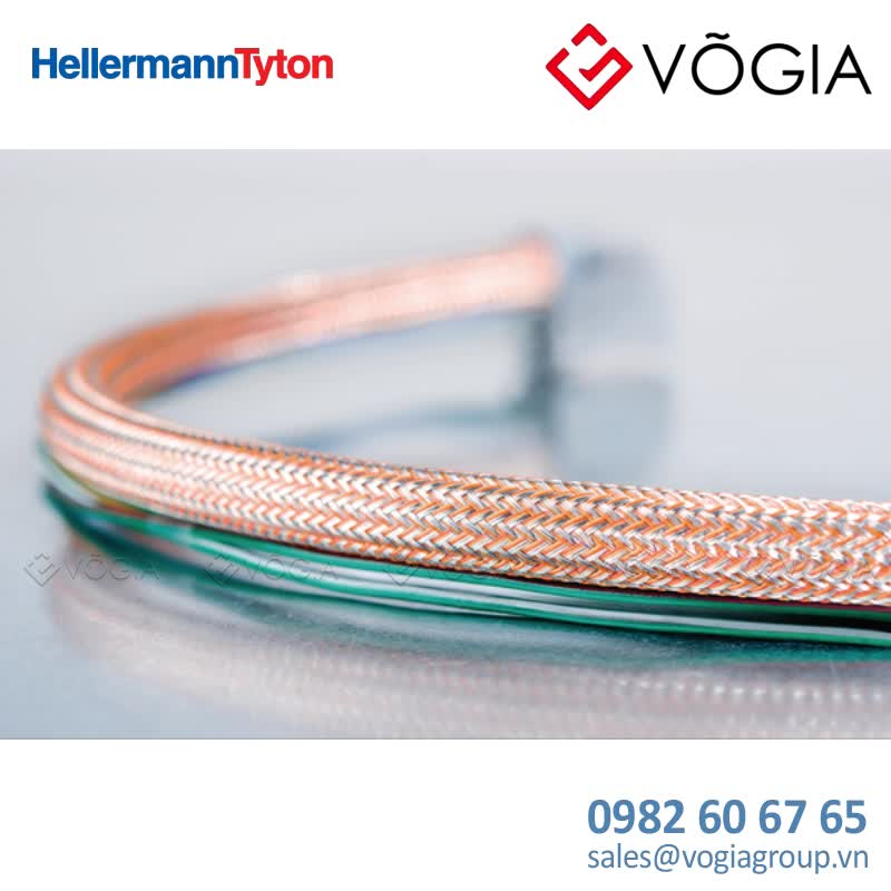 Protection braided sleeving ∅ 40 mm, 100 m, silver/orange - HEGEMIP-HY40-PET/SNCU-OG/SR