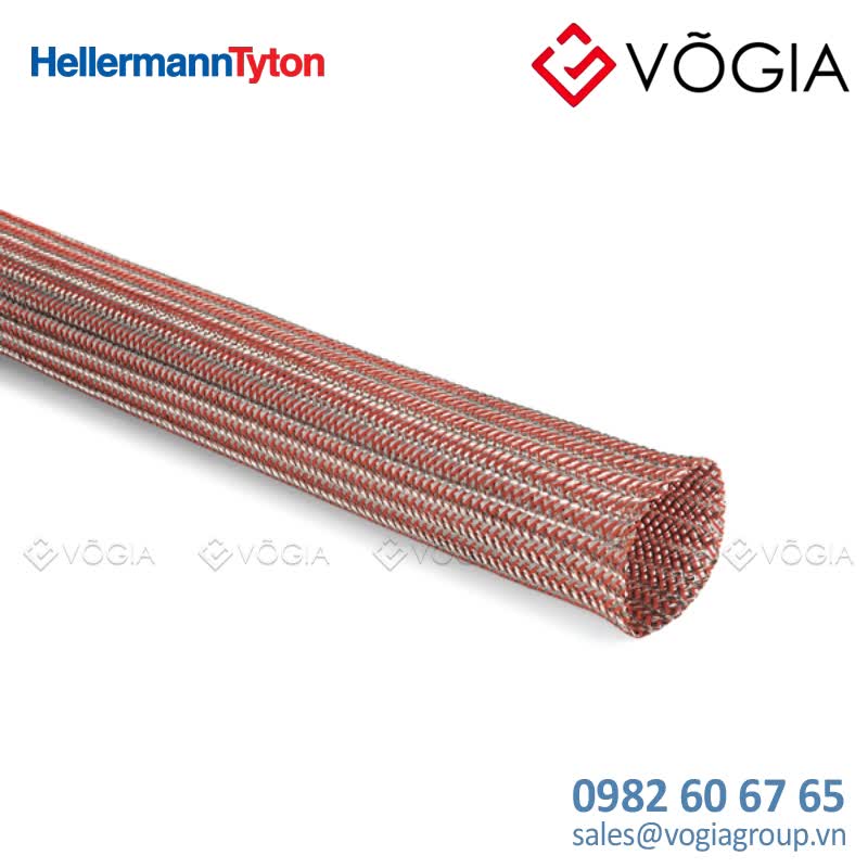 Protection braided sleeving ∅ 30 mm, 100 m, silver/orange - HEGEMIP-HY30-PET/SNCU-OG/SR