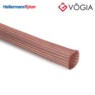 Protection braided sleeving ∅ 50 mm, 50 m, silver/orange - HEGEMIP-HY50-PET/SNCU-OG/SR