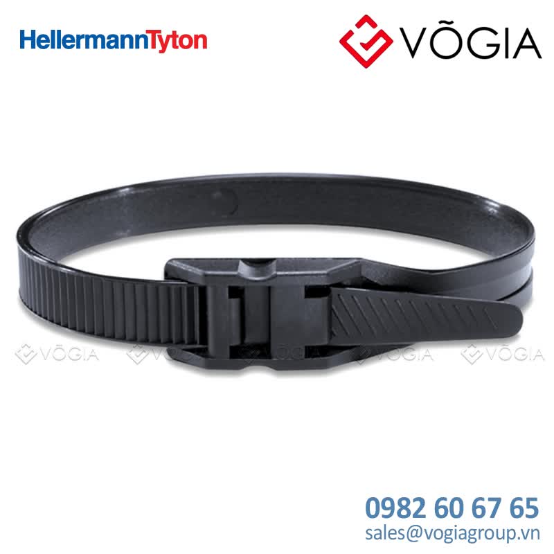 Dây thít cáp có răng phía ngoài - Cable tie outside serrated for narrow space, 123x9mm, ∅40-22mm, black, 50pcs - LPH123-PA11-BK