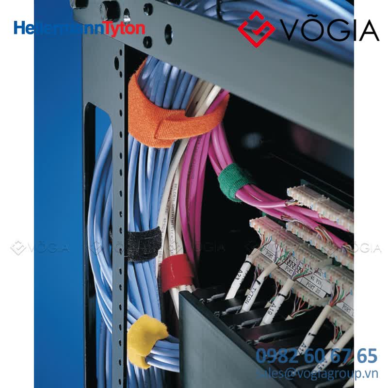 Dây thít (dây rút) cáp có thể tháo rời - Hook and loop cable tie, 5000x100mm, red, 1pc - GTR-5W10-PA/PP-RD