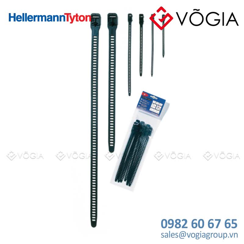 Dây thít (dây rút) cáp có thể tháo rời - Releasable cable tie, 180x70mm, ∅100-450mm, 57N, black, 50pcs - SRT1807-TPU-BK