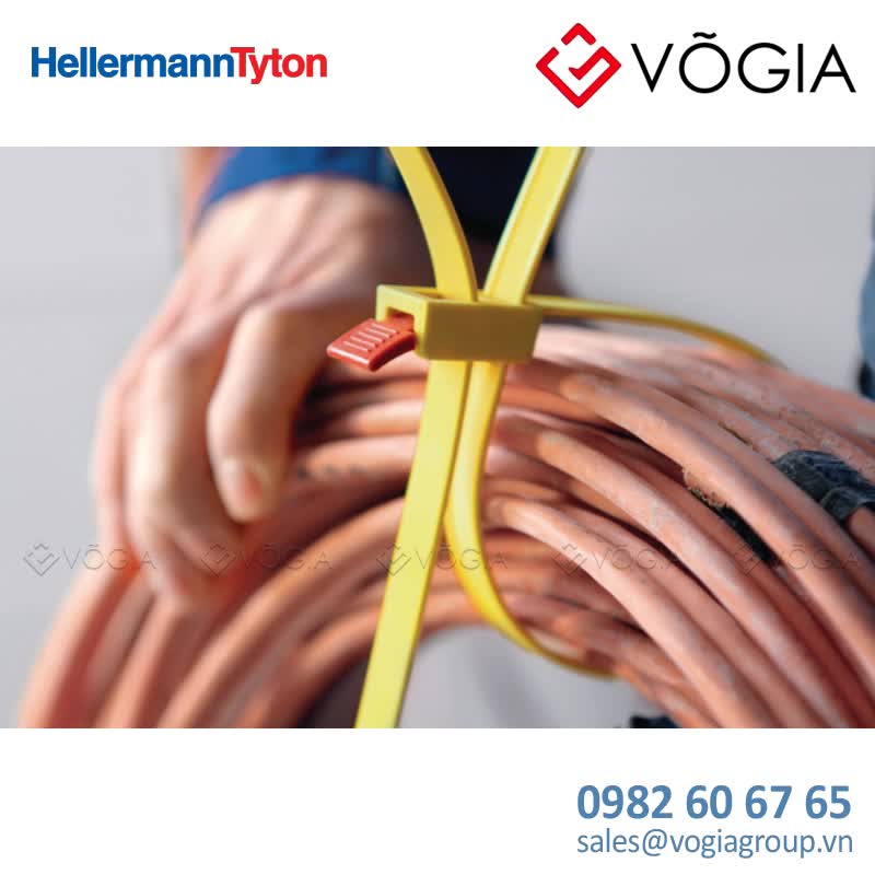 Dây thít (dây rút) cáp có thể tháo rời - Releasable cable tie, 7520x130mm, ∅400-2100mm, 888N, yellow/red, 5pcs - SpeedyTie (RTT750HR)-PA66-RD/YE