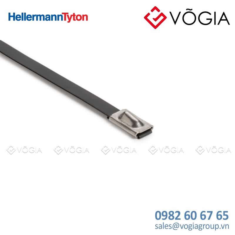 Dây thít (dây rút) cáp inox - Stainless steel cable tie, ball bearing lock, 201x46mm, ∅17-50mm, black, 100pcs - MBT8SFC-SS316L/SP-BK