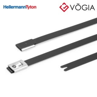 Dây thít (dây rút) cáp inox - Stainless steel cable tie, ball bearing lock, 127x46mm, ∅15-25mm, black, 100pcs - MBT5SFC-SS316L/SP-BK