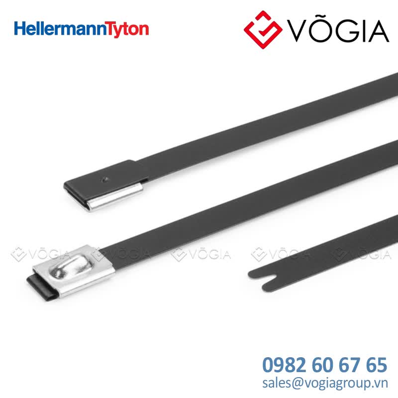 Dây thít (dây rút) cáp inox - Stainless steel cable tie, ball bearing lock, 681x79mm, ∅17-203mm, black, 50pcs - MBT27HFC-SS316L/SP-BK