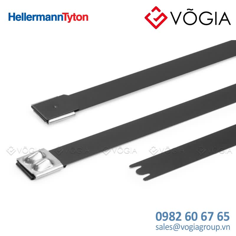Dây thít (dây rút) cáp inox - Stainless steel cable tie, ball bearing lock, 838x16mm, ∅25-254mm, black, 50pcs - MBT33UHFC-SP/SS316L-BK