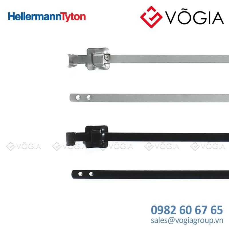 Dây thít (dây rút) cáp inox - Stainless steel cable tie, folding, 230x526mm, ∅200-60mm, black, 100pcs - MLT8SSC5-SS316L/SP-BK