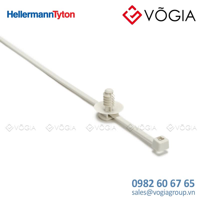 Dây thít cáp có đầu lắp cố định - Fixing tie for hole (round), ∅15-350mm, beige, 500pcs - PAT100RFT6LG-PAEK-BGE