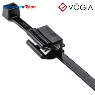 Dây thít cáp có đầu lắp cố định - Fixing tie for edge, inside serrated, ∅40-450mm, black, 500pcs - T50REC5B-PA66HS/PA66HIRHS-BK