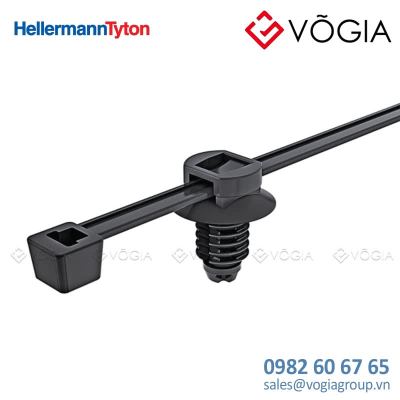 Dây thít cáp có đầu lắp cố định - Fixing tie for hole (round), inside serrated, ∅15-450mm, black, 100pcs - T50RFT7-PA66HS-BK