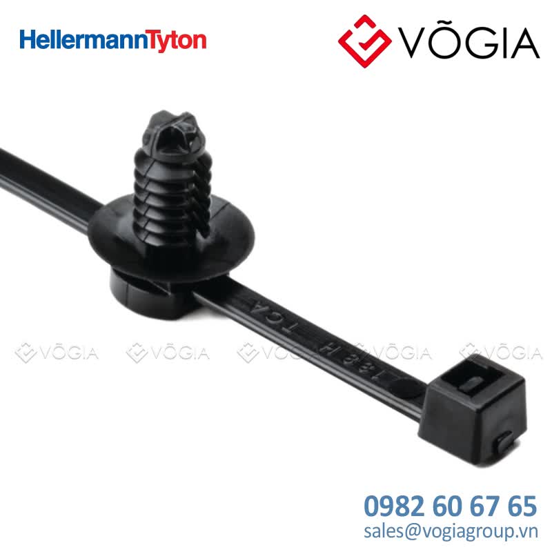 Dây thít cáp có đầu lắp cố định - Fixing tie for hole (round), inside serrated, ∅15-450mm, black, 100pcs - T50RFT7-PA66HS-BK