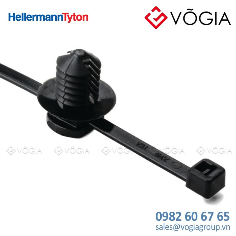 Dây thít cáp có đầu lắp cố định - Fixing tie for hole (round), inside serrated, ∅40-360mm, black, 500pcs - T30RFT8-PA66HS-BK