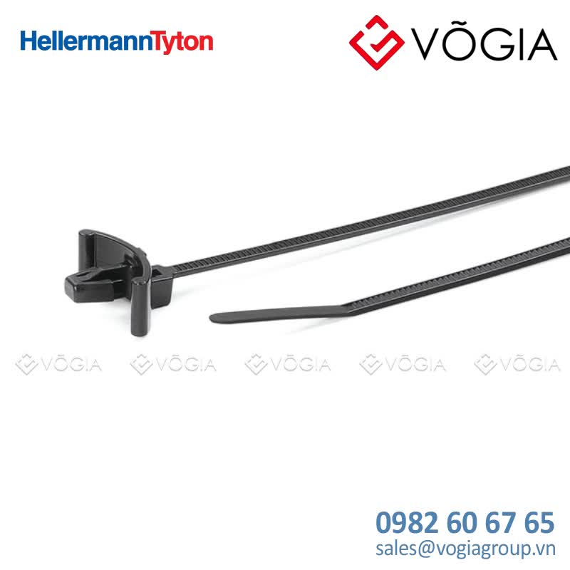 Dây thít cáp có đầu lắp cố định - Fixing tie for hole (round), inside serrated, ∅15-160mm, black, 100pcs - T18RSF-PA66UV-BK