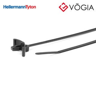 Dây thít cáp có đầu lắp cố định - Fixing tie for hole (round), inside serrated, ∅15-160mm, black, 100pcs - T18RSF-PA66UV-BK