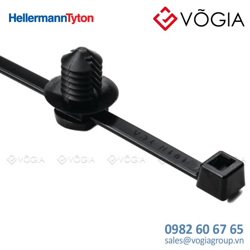 Dây thít cáp có đầu lắp cố định - Fixing tie for hole (round), inside serrated, ∅50-450mm, black, 250pcs - T50RFT8-PA66HS/PA66HIRHS-BK
