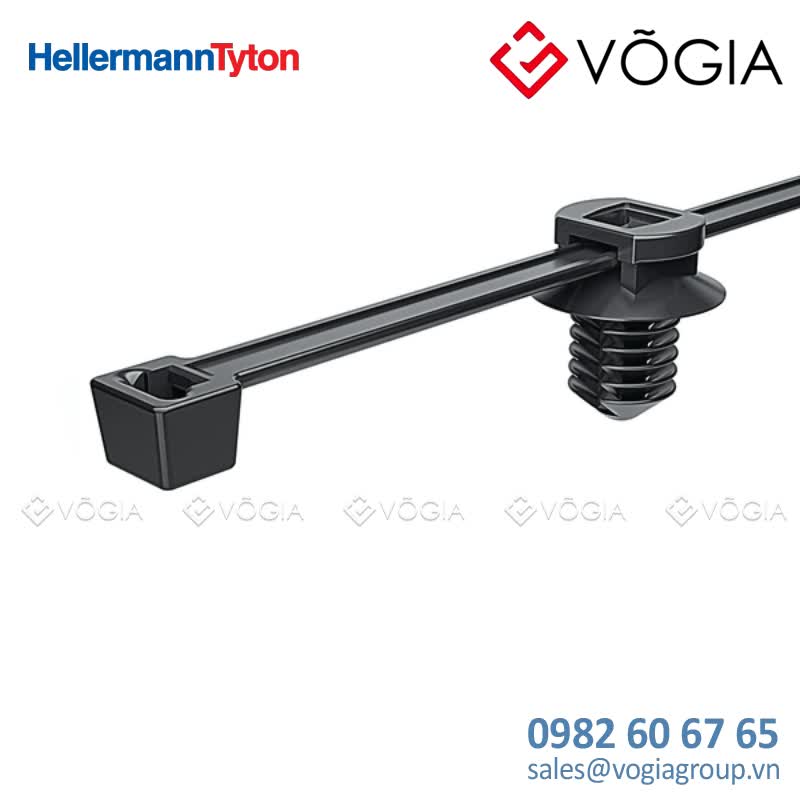 Dây thít cáp có đầu lắp cố định - Fixing tie for hole (round), inside serrated, ∅50-450mm, black, 250pcs - T50RFT8-PA66HS/PA66HIRHS-BK