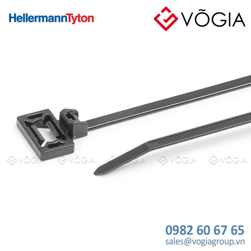 Dây thít cáp có đầu lắp cố định - Fixing tie for stud, outside serrated, ∅10-350mm, black, 500pcs - T50SOSWSP5E-2-PA66HS-BK