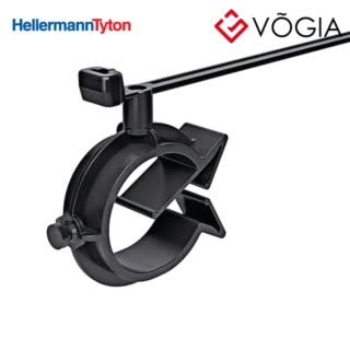 Dây thít cáp có đầu lắp cố định - Fixing tie with pipe/tube holder, inside serrated, ∅20-350mm, black, 500pcs - T50SVCOC19-245-PA66HS/PA66HIRHS-BK