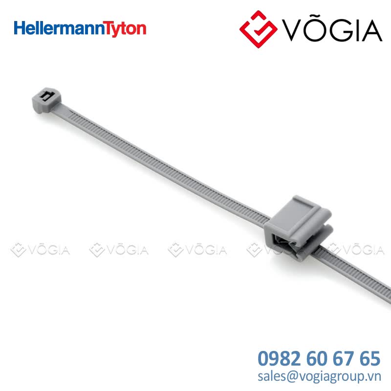 Dây thít cáp có đầu lắp cố định - Fixing tie for edge, outside serrated, ∅10-450mm, grey, 500pcs - T50ROSEC21-PA46-GY