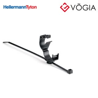 Dây thít cáp có đầu lắp cố định - Fixing tie with pipe/tube holder, inside serrated, ∅150-190mm, black, 1000pcs - T50RLOC15-19-SET-PA66HS/PA66HIRHSUV-BK