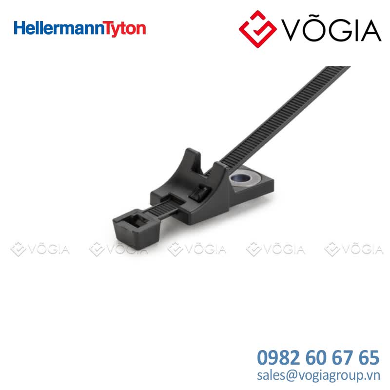 Dây thít cáp có đầu lắp cố định - Fixing tie for screw fixation, inside serrated, ∅1050mm, black, 500pcs - T120RCPCM6-SET-PA66HIRHS-BK