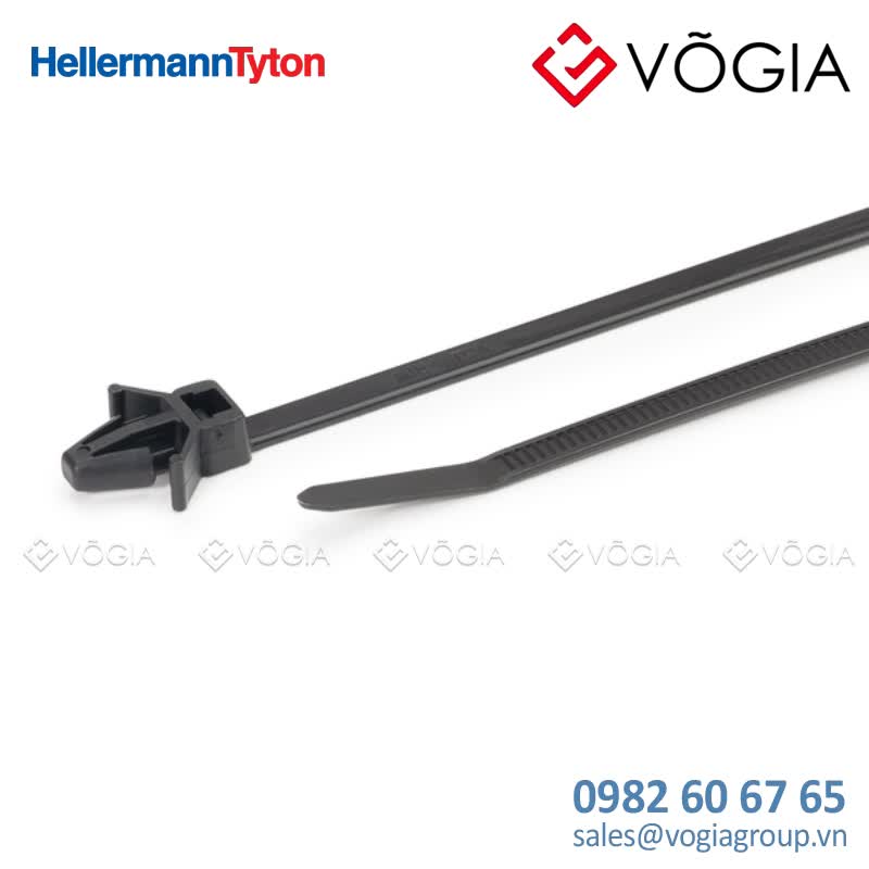 Dây thít cáp có đầu lắp cố định - Fixing tie for hole (round), inside serrated, ∅15-450mm, black, 500pcs - T50RSFM-PA66HS-BK