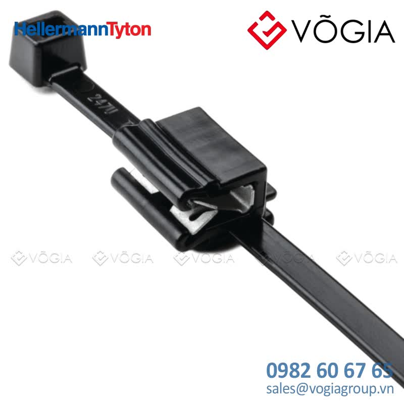 Dây thít cáp có đầu lắp cố định - Fixing tie for edge, inside serrated, ∅50-500mm, black, 500pcs - T50REC5B-PA12/PA66HIRHSUVR5-BK