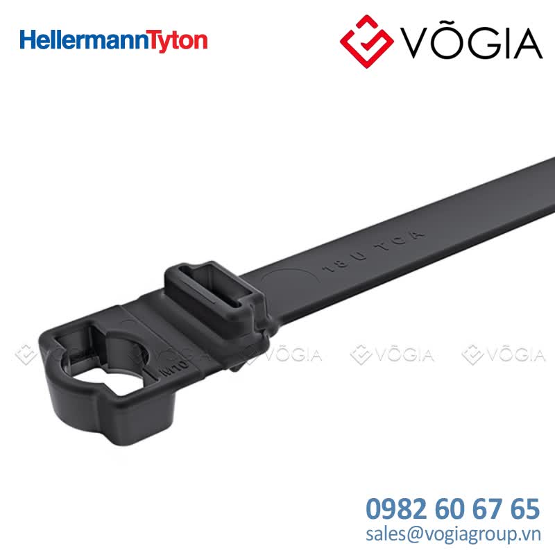 Dây thít cáp có đầu lắp cố định - Fixing tie for stud, inside serrated, ∅95-1050mm, black, 300pcs - WSR10MM-PA66HIRHSUV-BK