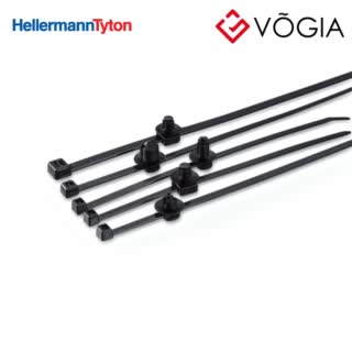 Dây thít cáp có đầu lắp cố định - Fixing tie for hole (round), inside serrated, ∅310mm, black, 100pcs - T30RFT4-PA66HSUV-BK