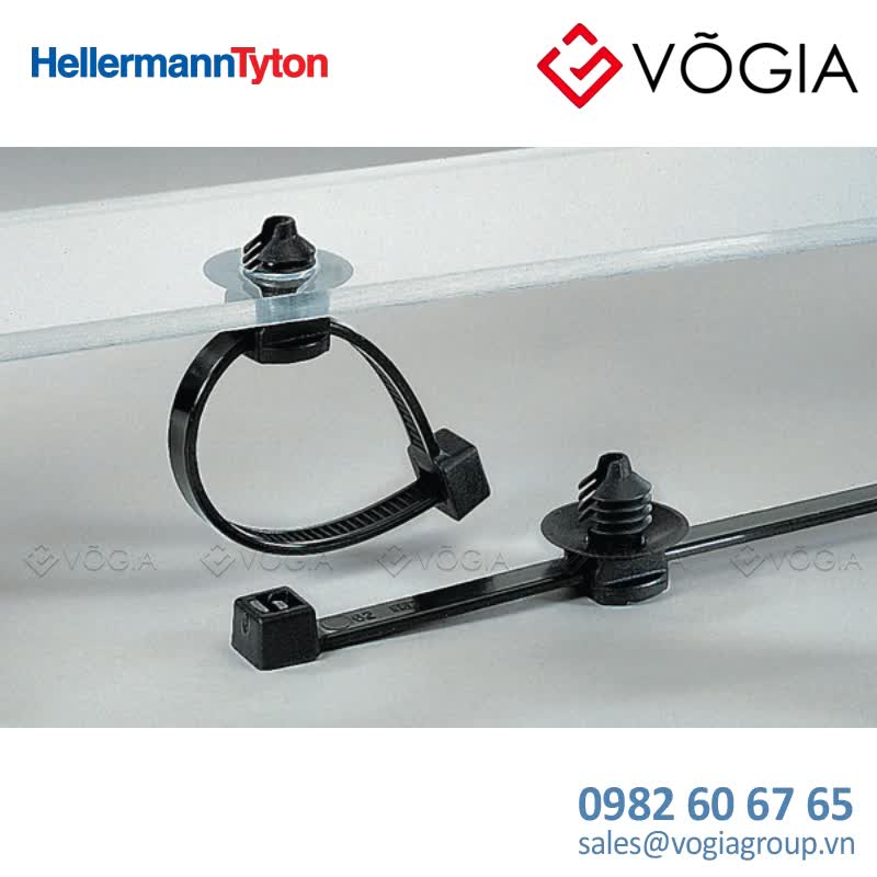 Dây thít cáp có đầu lắp cố định - Fixing tie for hole (round), inside serrated, ∅40-450mm, grey, 500pcs - T50RFT6-PA46-GY