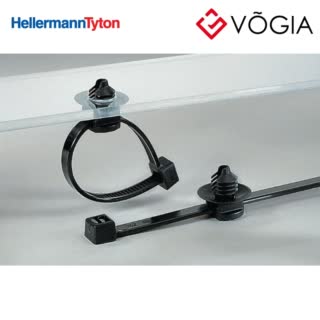 Dây thít cáp có đầu lắp cố định - Fixing tie for hole (round), inside serrated, ∅40-450mm, grey, 500pcs - T50RFT6-PA46-GY