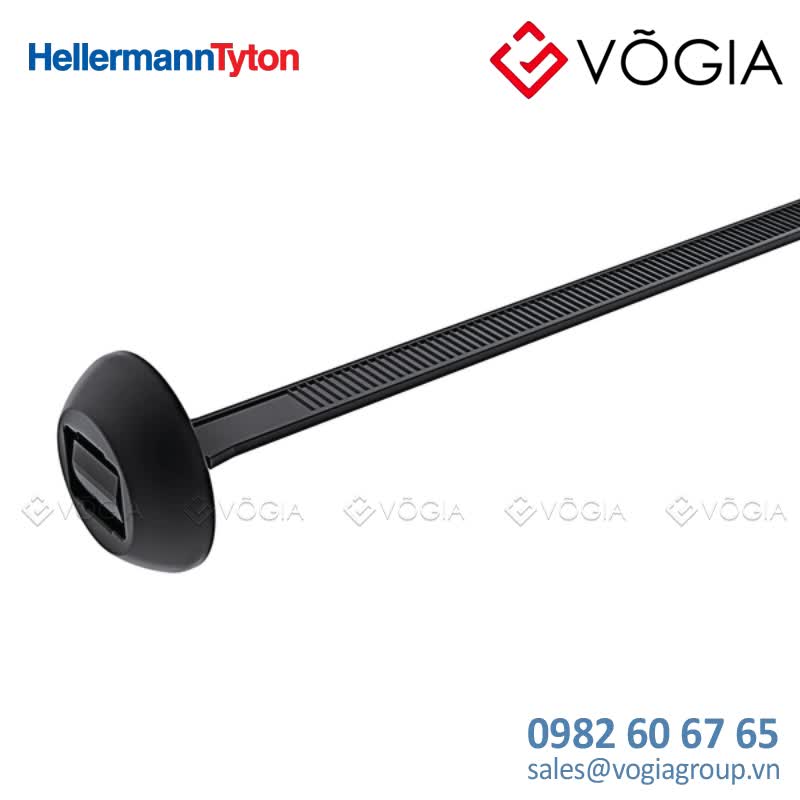 Dây thít cáp có đầu lắp cố định - Cable tie outside serrated for direct fixation, 375x76mm, ∅1000mm, black, 250pcs - BHT375M-PA66HS-BK