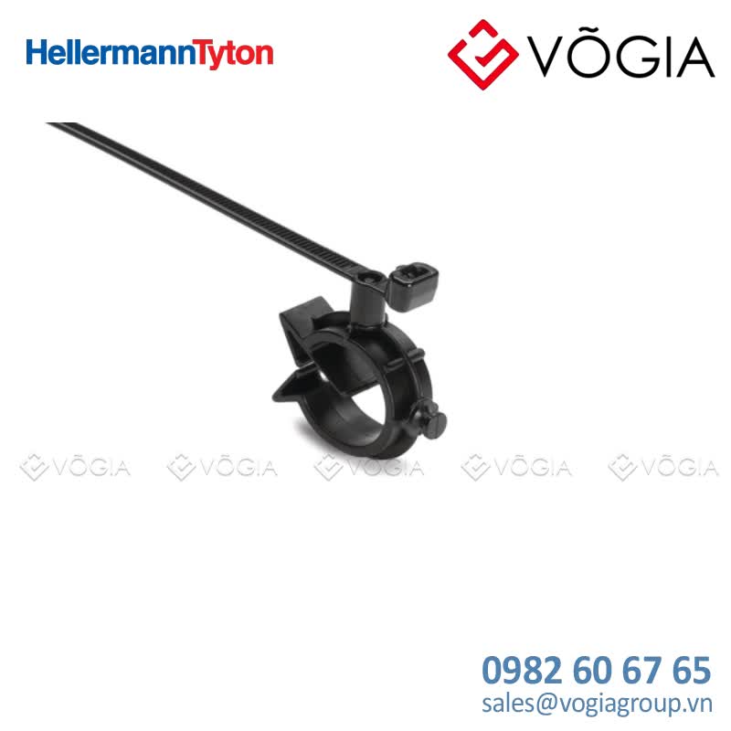 Dây thít cáp có đầu lắp cố định - Fixing tie with pipe/tube holder, ∅500mm, black, 500pcs - T50SMVCOC15-18-PA66HS/PA66HIRHS-BK