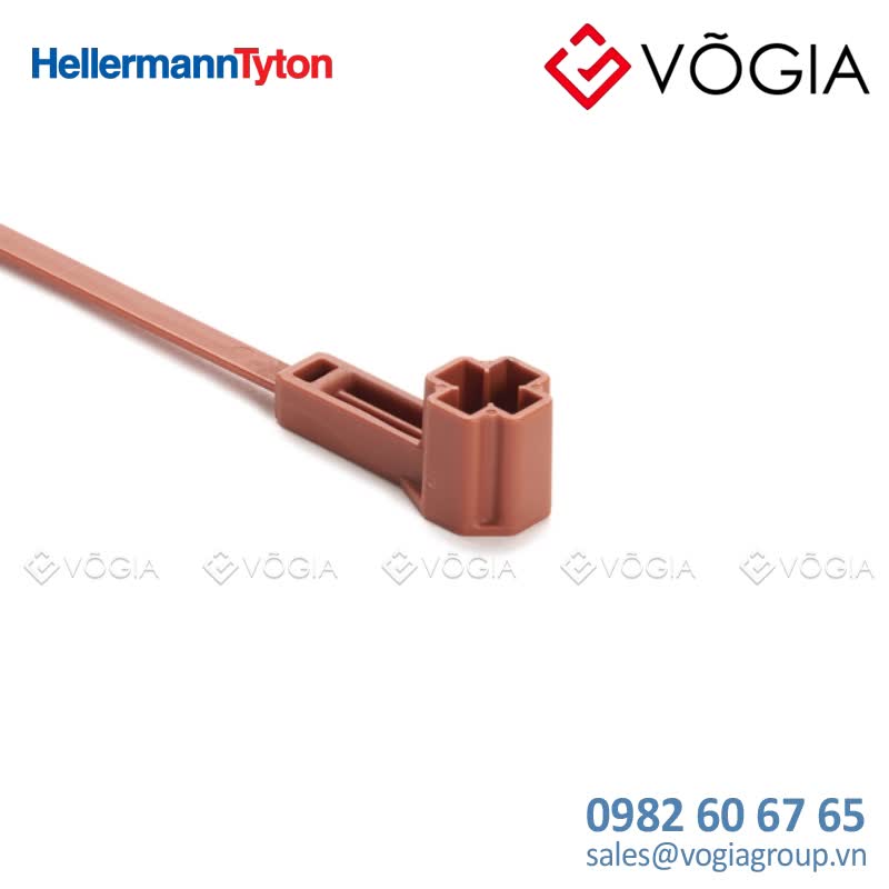Dây thít cáp có đầu lắp cố định - Fixing tie for stud, outside serrated, ∅20-500mm, brown, 2000pcs - T50ROSM6SMSO25-PA46-BN