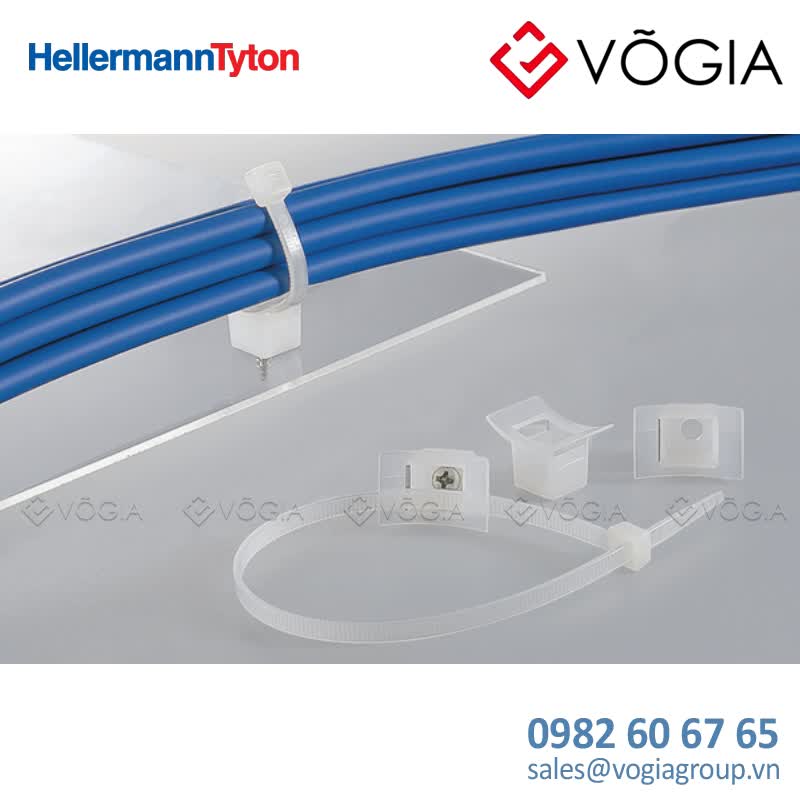 Giá đỡ cố định dây thít cáp - Cable tie mount for screw fixation, Wmax=76mm, ∅52 mm, ∅M4, M4 Screw, natural, 100pcs - LKC-PA66-NA