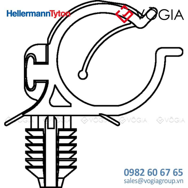 Phụ kiện cố định dây thít cáp - Corrugated tube clip for hole (round), ∅150mm, black, 5000pcs - CTCFT6-PA66HIRHS-BK