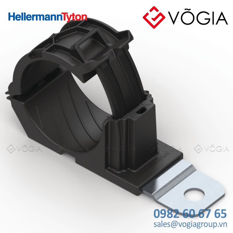 Kẹp cáp, đầu cố định cáp - P-clamp short, Dmin=360mm, Dmax=510mm, ∅1295 mm, 180°, black, 160pcs - RCD180SM12SS-PA66HIRHSUV/SS304-BK