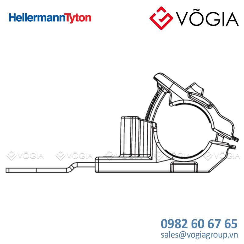 Kẹp cáp, đầu cố định cáp - P-clamp short, Dmin=360mm, Dmax=510mm, ∅65 mm, 180°, black, 20pcs - RCD180SM6-PA66HIRHSUV/ST/ZN-BK