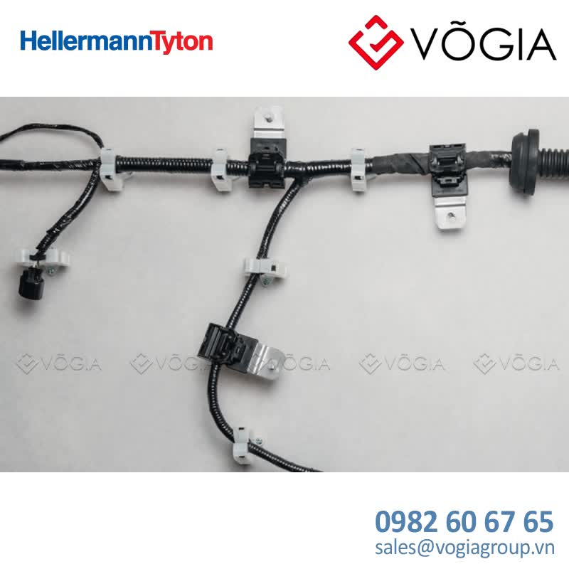 Kẹp cáp, đầu cố định cáp - P-clamp short, Dmin=360mm, Dmax=510mm, ∅65 mm, 180°, black, 20pcs - RCD180SM6-PA66HIRHSUV/ST/ZN-BK