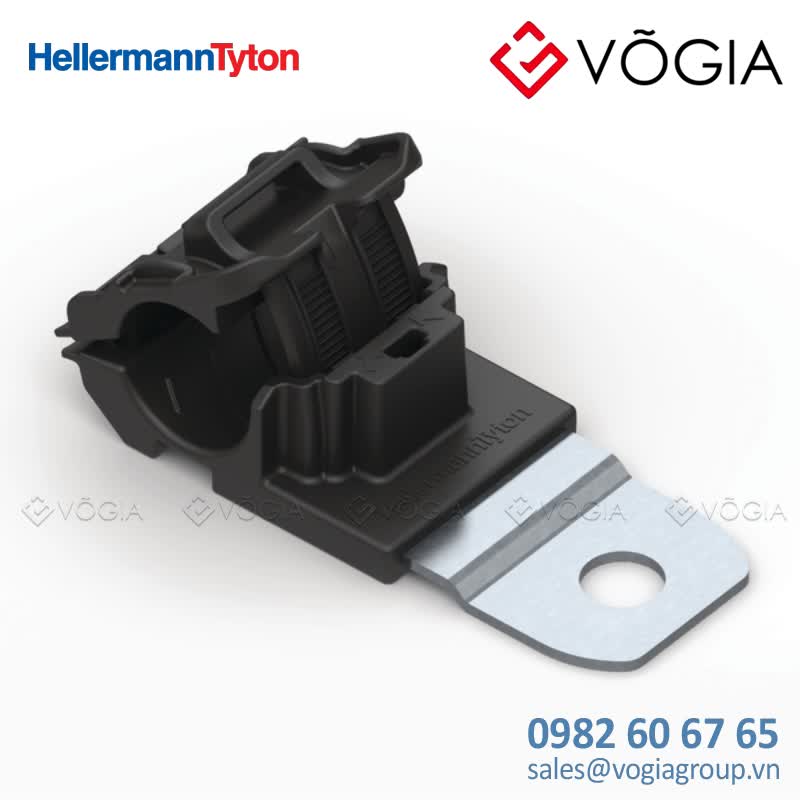 Kẹp cáp, đầu cố định cáp - P-clamp short, Dmin=127mm, Dmax=195mm, ∅1295 mm, 180°, black, 280pcs - RCB180SM12-PA66HIRHSUV/ST/ZN-BK