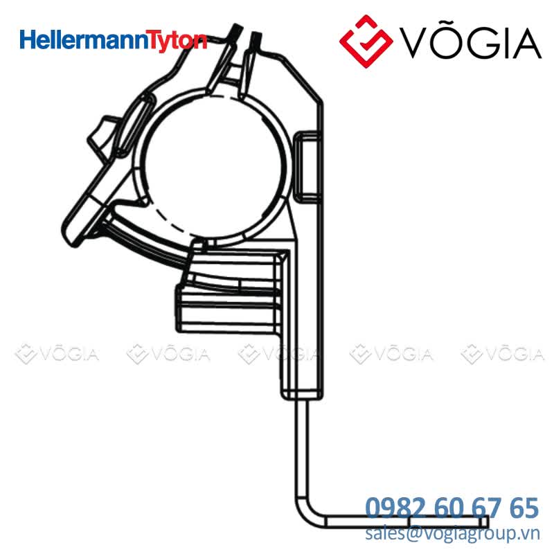 Kẹp cáp, đầu cố định cáp - P-clamp long, Dmin=127mm, Dmax=195mm, ∅1029 mm, 90°, black, 200pcs - RCB90LM10-PA66HIRHSUV/ST/ZN-BK