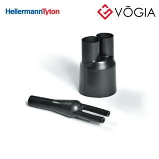 Ống co nhiệt định hình - 2-Way Outlet Shape in line for Low Voltage black, PO-X, up to 3:1 - 219-2-B7W1-PO-X-BK