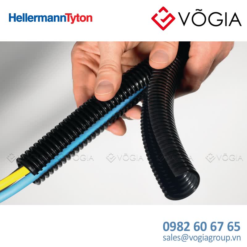 Ống nhựa bảo vệ cáp - Double slit corrugated conduit PA6 for retrofitting ø 21mm reel 50m - HG-DC21-PA6-BK