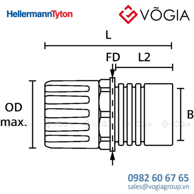 Reducer IP68 21-42mm black - HGL21-R42-PA66/TPE-BK