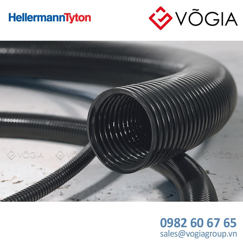 Ống nhựa bảo vệ cáp - Flame-retardant standard weight corrugated flexible conduit PA6 ø16mm reel 50m - HG-FR16-PA6FR-BK