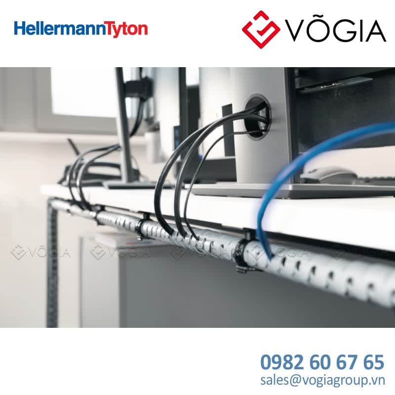 Vỏ bọc cáp - Cable cover 13 mm - 16 mm, PP, grey, 25m + tool - HWPP16-PP-GY