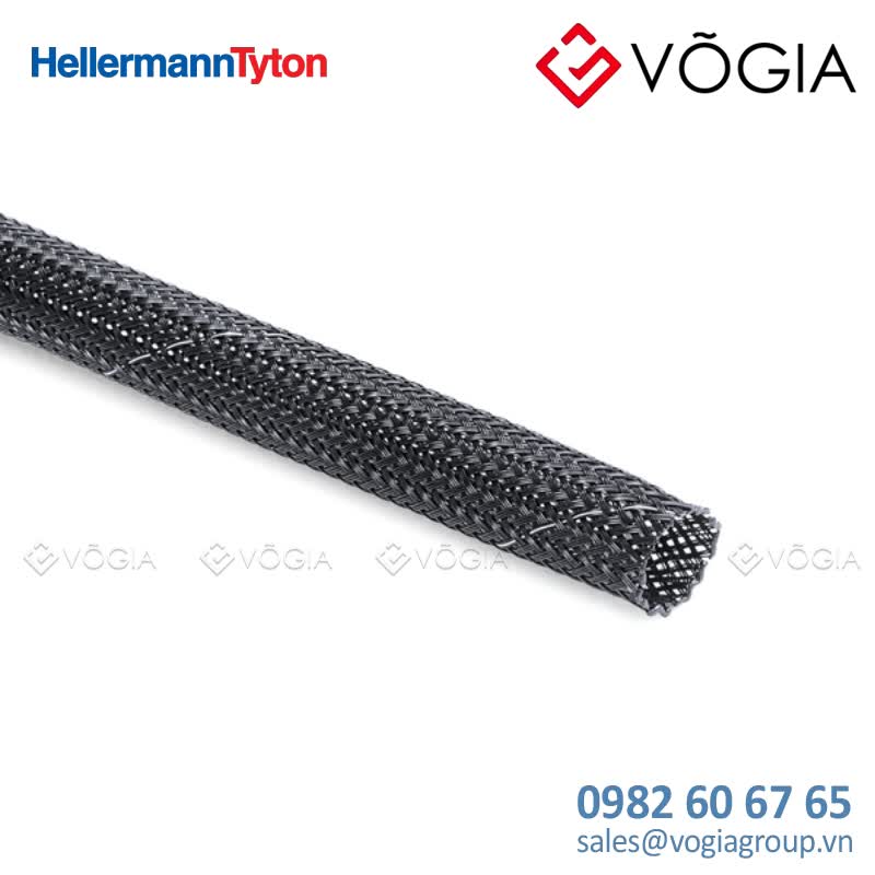 Vỏ bọc cáp - Flame-retardant polyester braided sleeving 18-25 mm black with grey identification yarn - HEGPETFR20-PET-BK