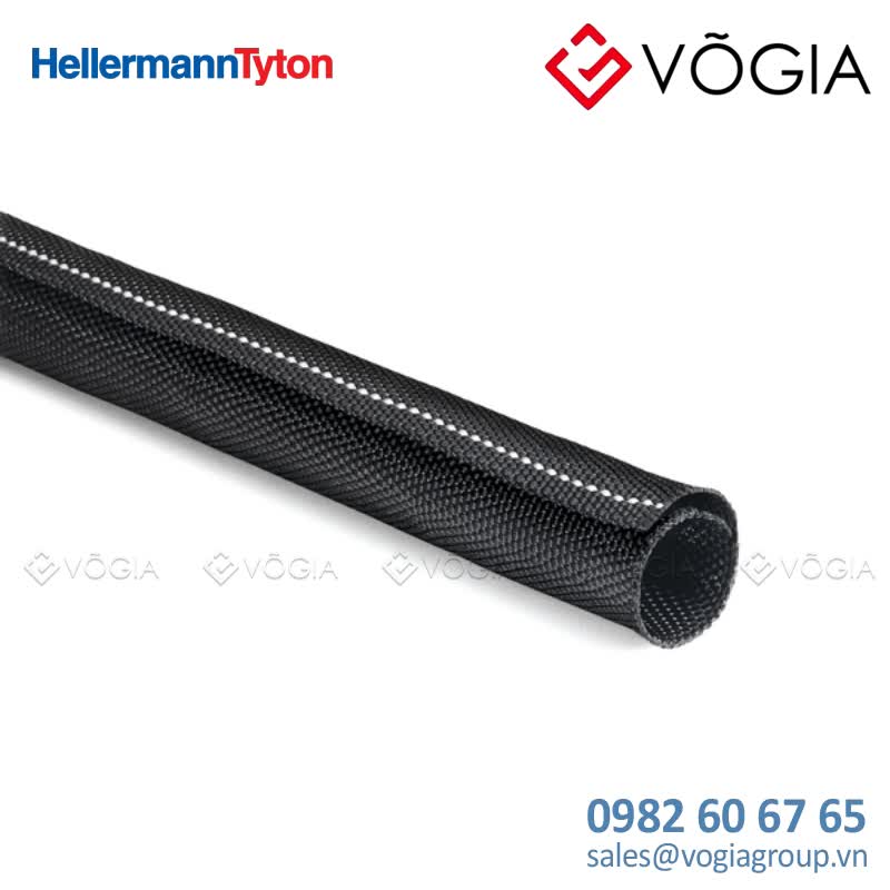 Vỏ bọc cáp - Self-closing sleeving, 10 - 13 mm, PET, flame-retardent, black with white identification yarn, 50 m - Twist-In-FR 13-PET-BK